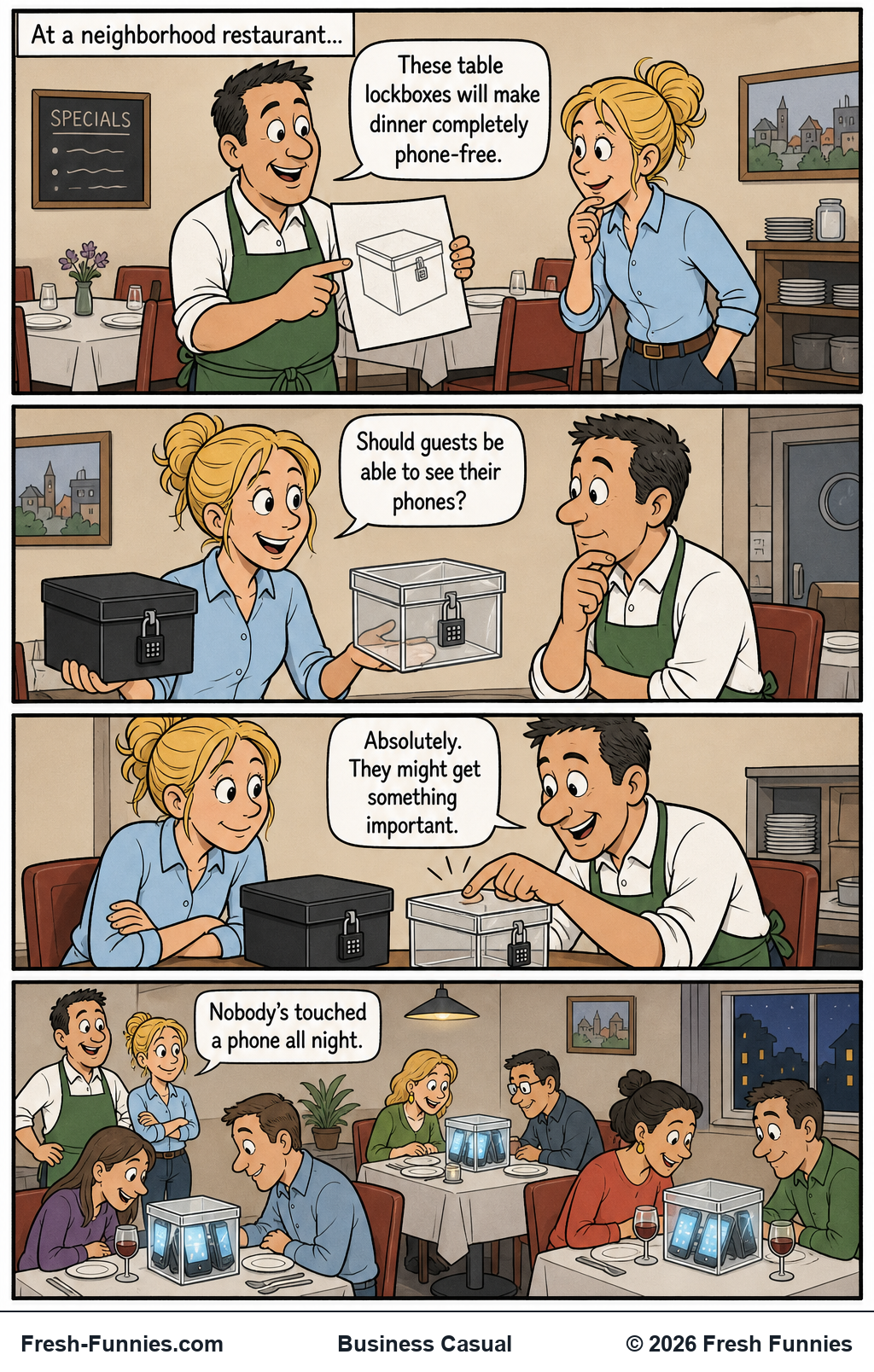 Business Casual — Phone-Free Viewing